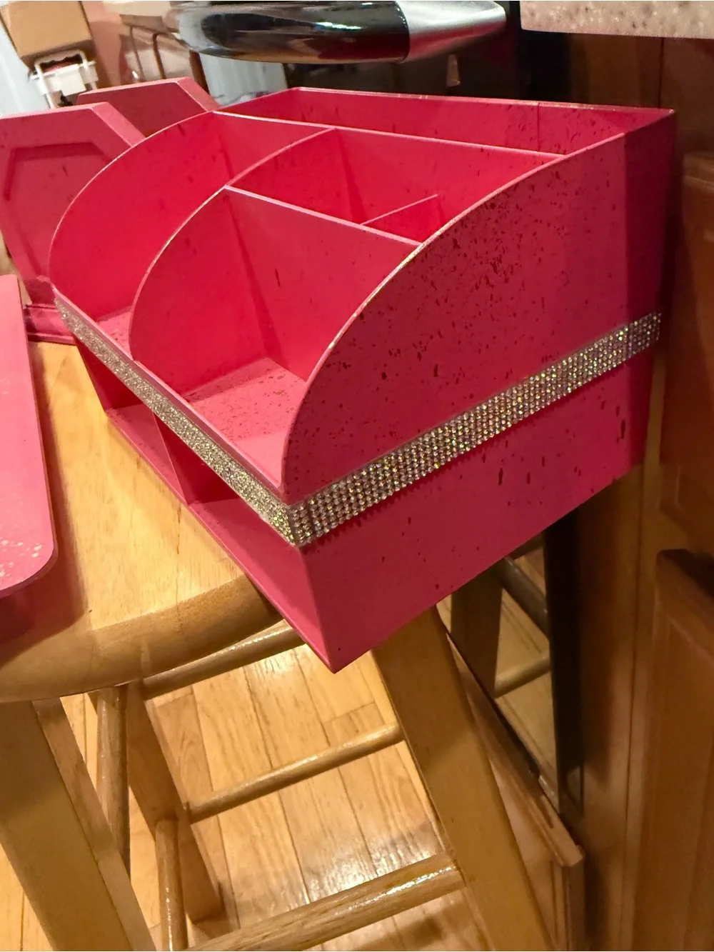 Hot Pink w/ Gold Splash & rhinestone accents Organizer Set & vent cover-Barbie